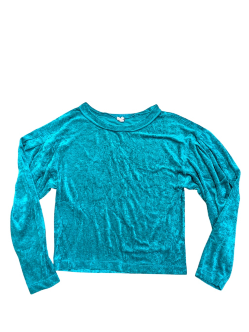Free People Milan Teal Crushed Velvet Long Sleeve Top Small - Picture 5 of 13